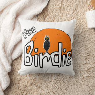 Sage petit oiseau coussin de lancer