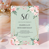 Sage | Pink Blush Floral Invitation de 80e anniver