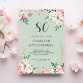 Sage | Pink Blush Floral Invitation de 80e anniver