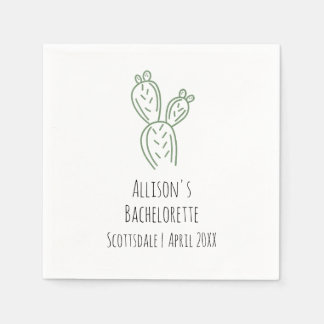 Sage Prickly Pear Cactus Bachelorette Papier Serve Servet