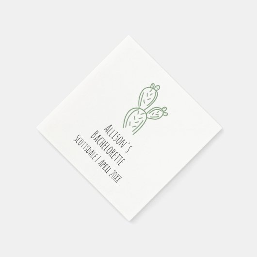 Sage Prickly Pear Cactus Bachelorette Papier Serve Servet (Hoek)
