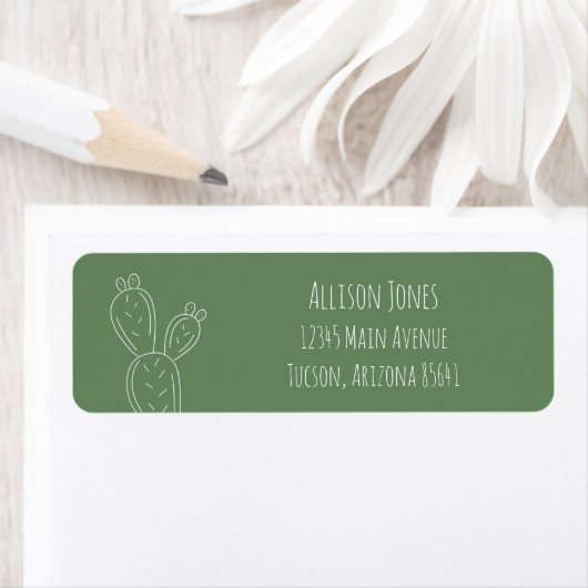 Sage Prickly Pear Cactus Retouradres Labels (Insitu)