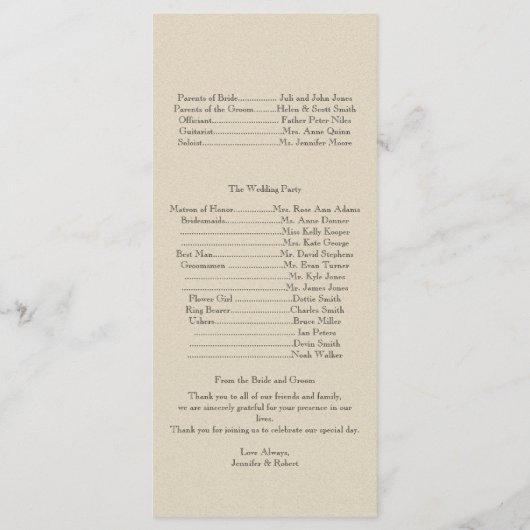 Sage Programme De Mariage Succulent (Dos)