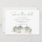 Sage Pumpkins Autumnal Florals QR Code Wedding Sav Save The Date (Voorkant)