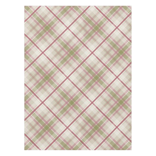 Sage raspberry crème diagonaal vlakpatroon tafelkleed (Voorkant)