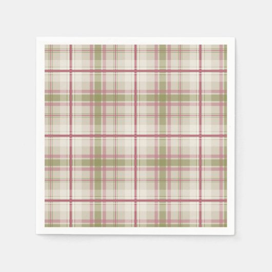 sage raspberry spring plaid napkins servet (Voorkant)