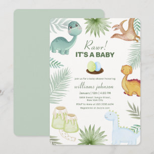Sage Rawr Vulkanische Tropische Dinosaur Baby Show Kaart
