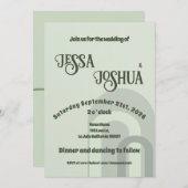 Sage Retro Funky Disco Bruiloft - Vet Modern Plezi Kaart (Voorkant / Achterkant)