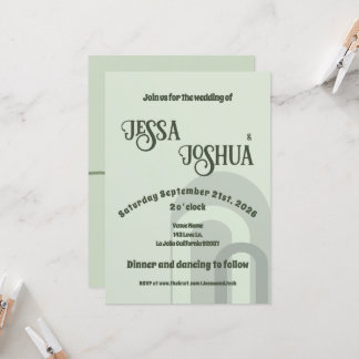 Sage Retro Funky Disco Bruiloft - Vet Modern Plezi Kaart