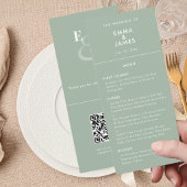 Sage Reverse Minimalistische Trouw | QR Code Elega Menu