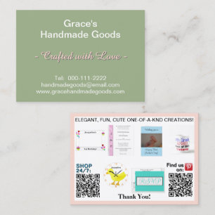 Sage Roze Bedrijfsfoto's QR-codes 3,5 x 2,5 Visitekaartje