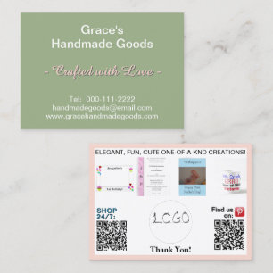 Sage Roze Logo QR Code Foto's 3.5 x 2.5 Visitekaartje