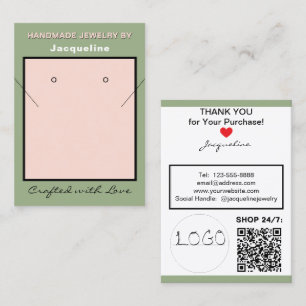 Sage Roze Oorbellen Hanger Logo Website QR Code Visitekaartje