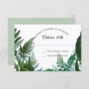 Sage RSVP Wedding Ferns Forest Foliage Leaf Leaf Kaart
