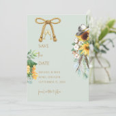 Sage Rustic Cowboy Sunflower Wedding Save the Date (Debout devant)