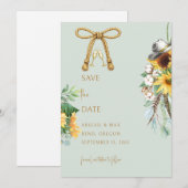 Sage Rustic Cowboy Sunflower Wedding Save the Date (Devant / Derrière)