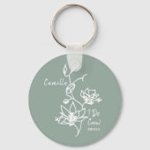 Sage Rustic I Do Crew Bridesmaid Bridal Sleutelhanger (Achterkant)
