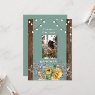 Sage Rustic Sunflower Foto Licht Vrijgezellenfeest Kaart