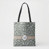 Sage Rustic Winter Botanical met Monogram Draagtas (Voorkant)