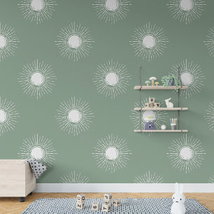 Sage rustieke Bohemian Boho Sun Behang