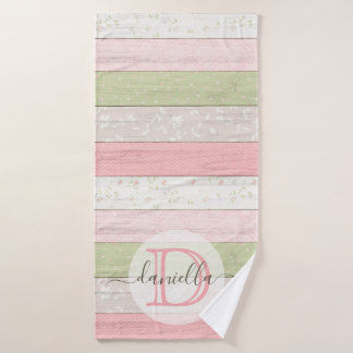 Sage rustique Vert & Rose Floral Bois Personnalisé