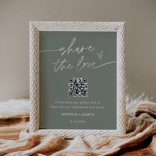SAGE Share the Love Bruiloftsfoto QR-code Poster