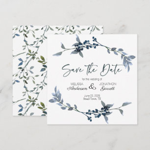 Sage Silver Green Elegant Floral Save the Date