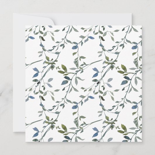 Sage Silver Green Floral Faire-part de mariage (Dos)