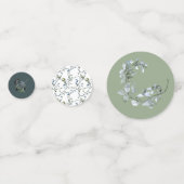Sage Silver Green Floral Mariage Confetti (Derrière)
