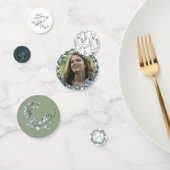 Sage Silver Green Floral Mariage Confetti (Groupe)