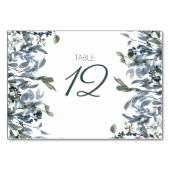 Sage Silver Green Floral Mariage Numéro de table (Dos)