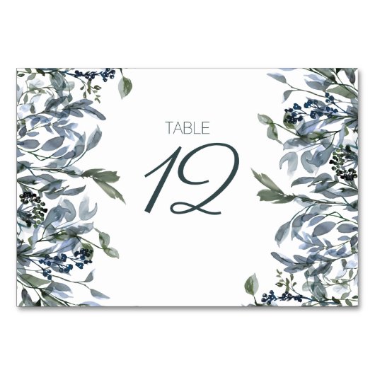 Sage Silver Green Floral Mariage Numéro de table (Devant)