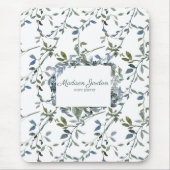 Sage Silver Green Floral Muismat (Voorkant)