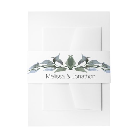 Sage Silver Green Floral Wedding Belly Uitnodigingen Wikkel (Voorkant Voorbeeld)