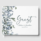 Sage Silver Green Floral Wedding Guest Book Gastenboek (Voorkant)
