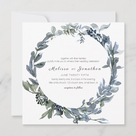 Sage Silver Green Floral Wedding Invitation (Voorkant)