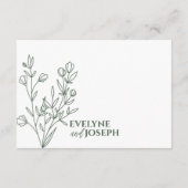 Sage Smaragd Groen Bloemen Boho Bruiloft Details Informatiekaartje (Achterkant)