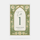 Sage Stained Glass Floral Wedding Table Number (Recto)