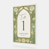 Sage Stained Glass Floral Wedding Table Number (Angle)