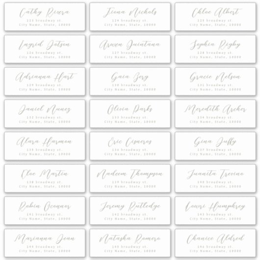 Sage Stijlvol script bruiloft gast adres label (Voorkant)