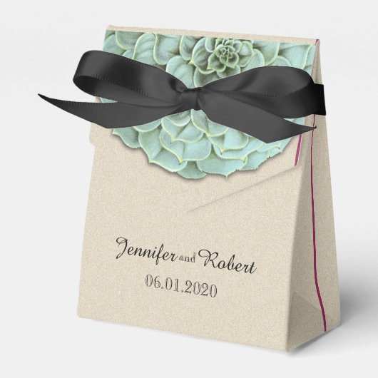 Sage Succulent Bruiloft Favor Box Bedankdoosjes (Voorkant Zijde)