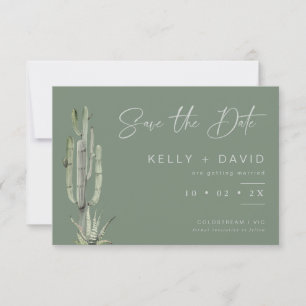 Sage Succulent Cactus Trouwkaart Save The Date Kaart