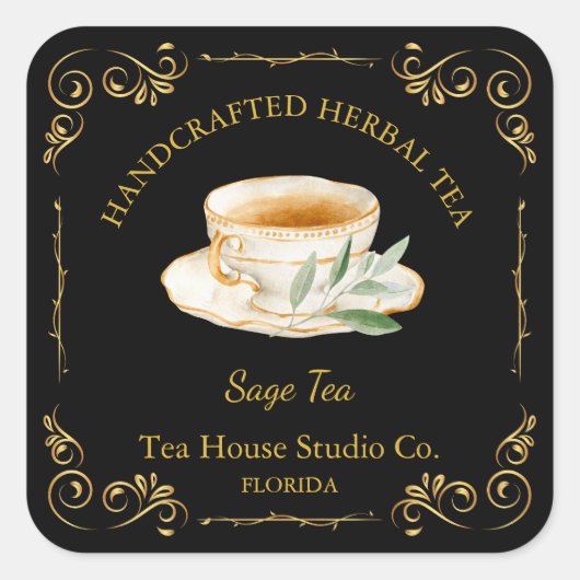  Sage Tea Square Label (Voorkant)