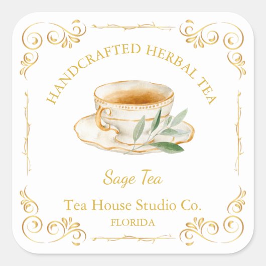  Sage Tea Square Label (Voorkant)