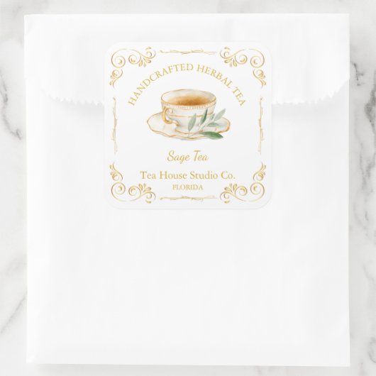  Sage Tea Square Label (Tas)