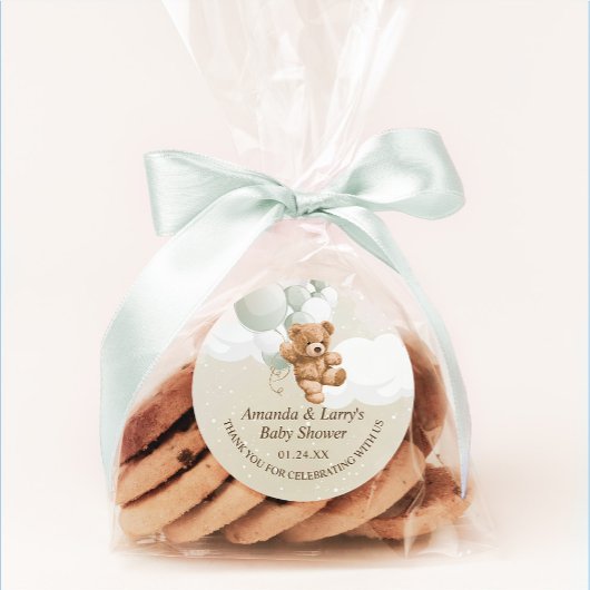 Sage Teddy Bear met Balloons Sticker