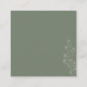 Sage Tiny Floral Mini Vierkante Bruiloft SAVE the  Informatiekaartje (Achterkant)