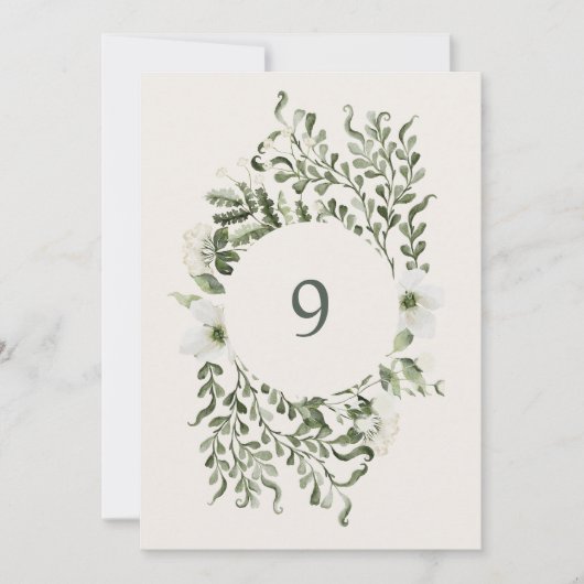 Sage Tuin Tafel Nummer Bruiloft Receptie Teken Kaart (Voorkant)
