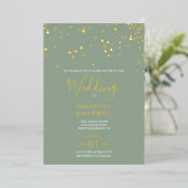 Sage Typographie Mariage Foil Invitation (Debout devant)