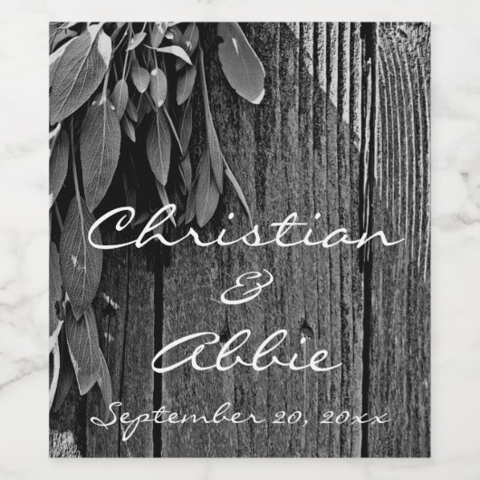 Sage van Barn-wood Grayscale, vers gesneden Wijn Etiket (Enkel label)